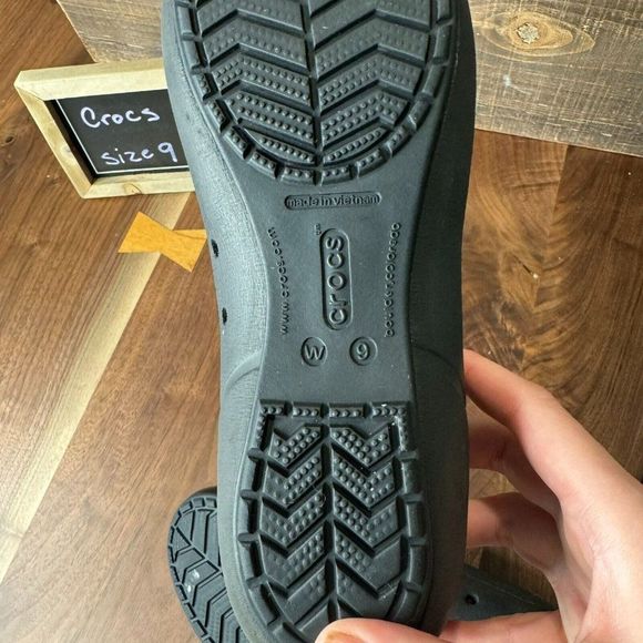 Womens Crocs Black Comfort Cap Toe Ballet Flats Shoes Slip On Size 9 M GUC - Picture 6 of 6